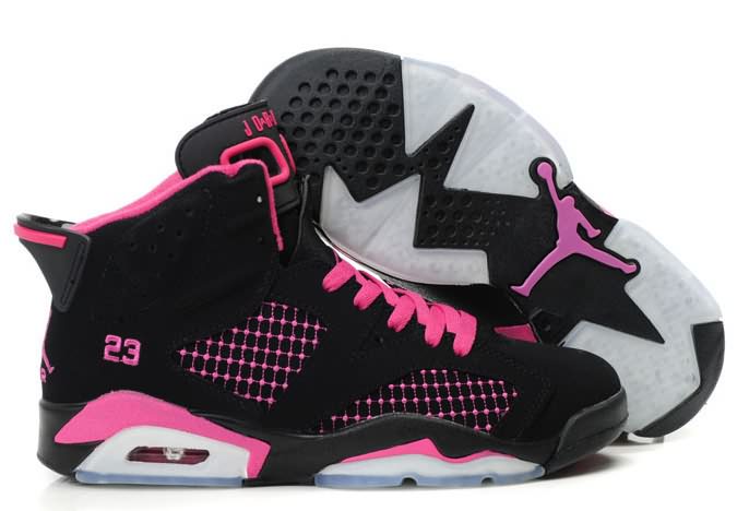 Exactly Fit Womens Air Jordan 6 (VI) Embroidery Black Pink New Packaging